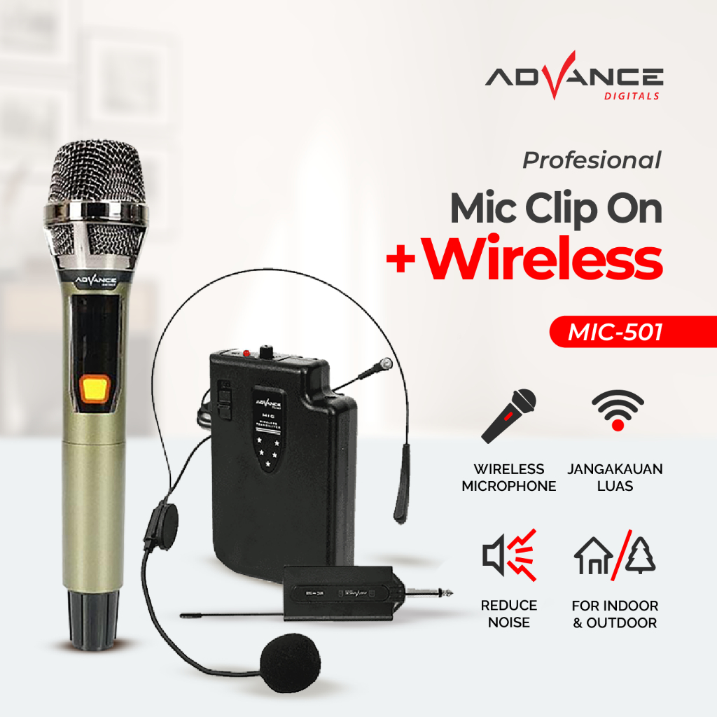 Jual Advance MIC-501 Microphone+ Mic Clip On Bando Wireless Microphone ...