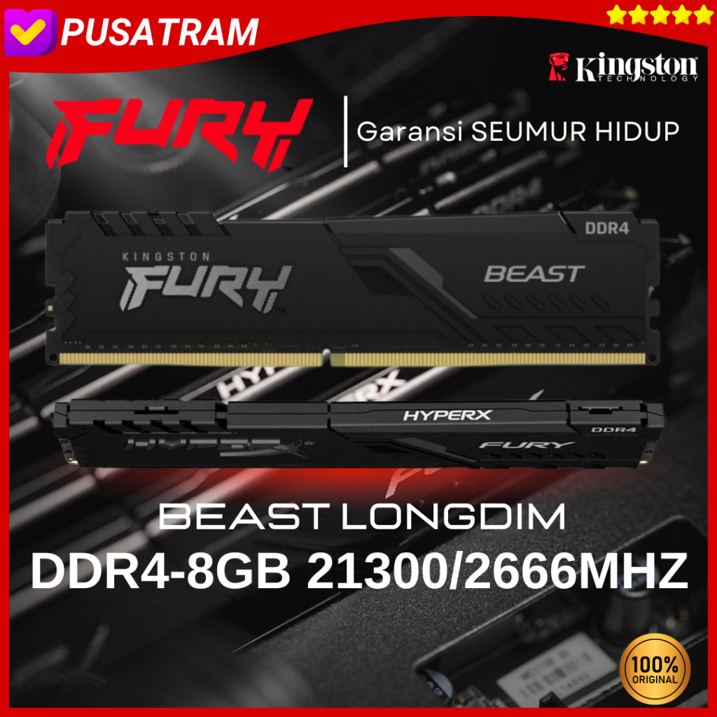 Jual RAM KINGSTON FURY BEAST DDR4 8GB 2666 MHz 21300 RAM PC DDR4 8GB ...