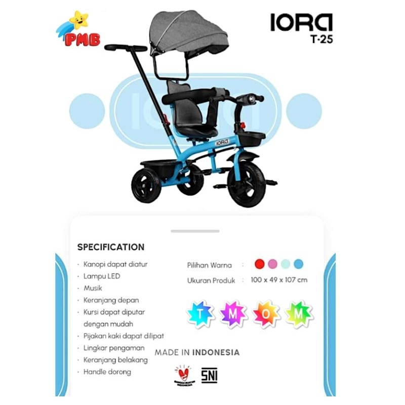 Jual Sepeda Stroller Roda 3 PMB Iora T25 T-25 Iora T26 T-26 Iora T27 T ...