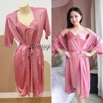 Miss Linje Baju Tidur Wanita Setelan Nightwear Kimono Satin Premium Bisa Buat Seserahan Kado
