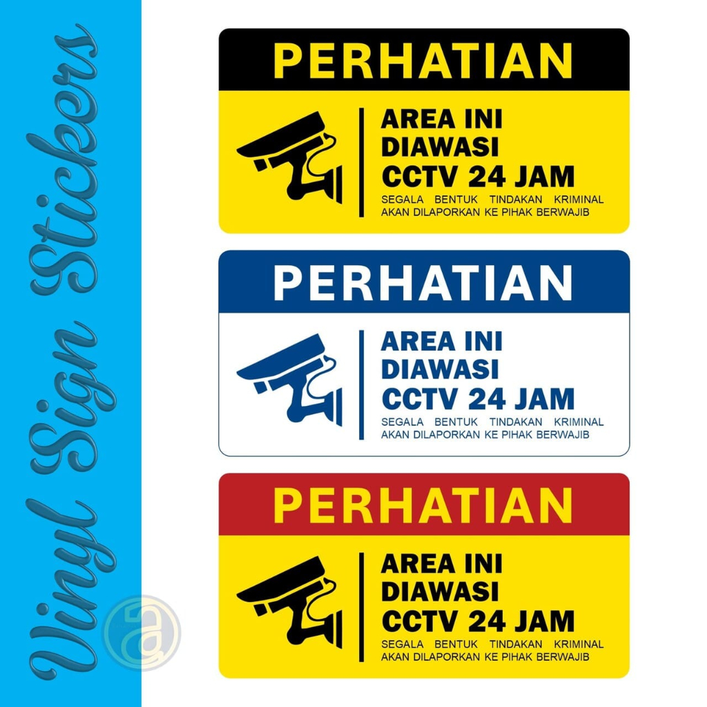 Jual Sticker Sign 15x30 cm Stiker Peringatan Perhatian Area Ini Diawasi ...