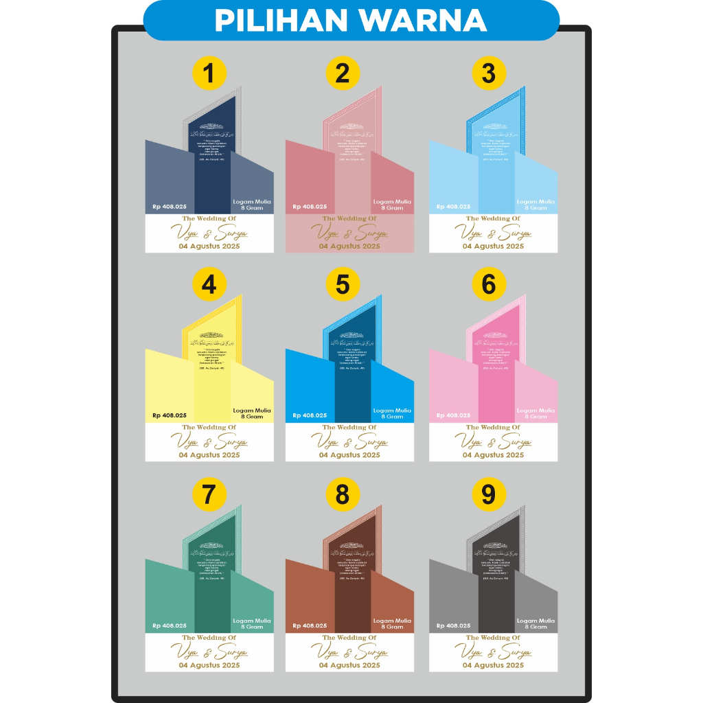Jual Kedai Creative Satu Set Mahar Trapesium Lancip Model PILAR 3 Warna ...