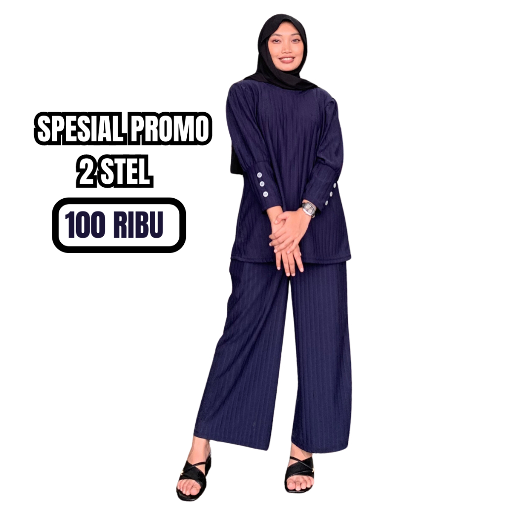 Jual sepesial isi 2 Auliya Setelan Knit oneset Wanita Lengan variasi