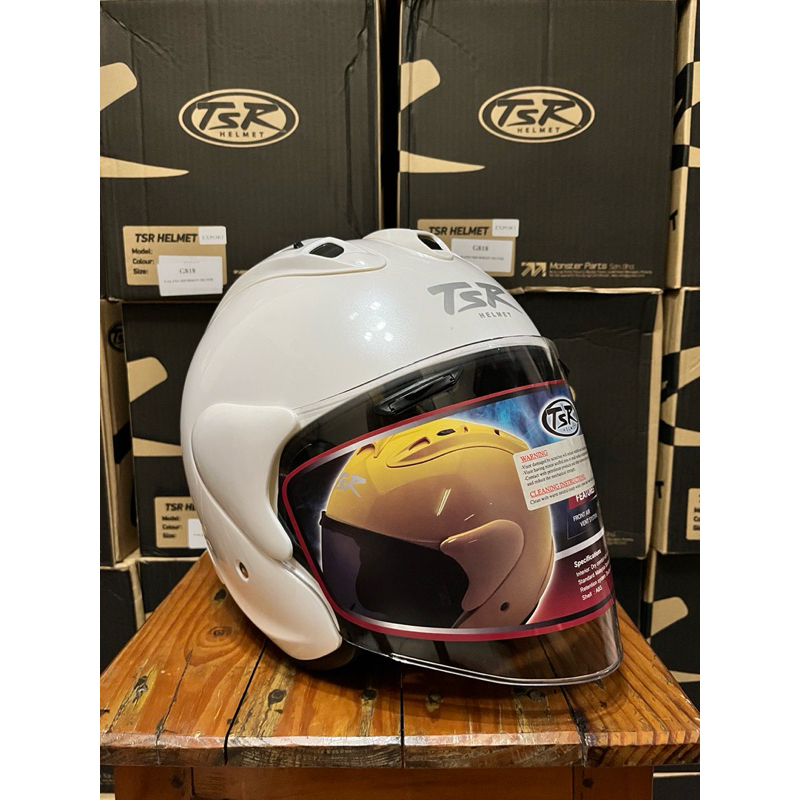 Jual Helm TSR RAM 5 White / White Glossy / Putih Helmet Half Face TSR Shopee Indonesia