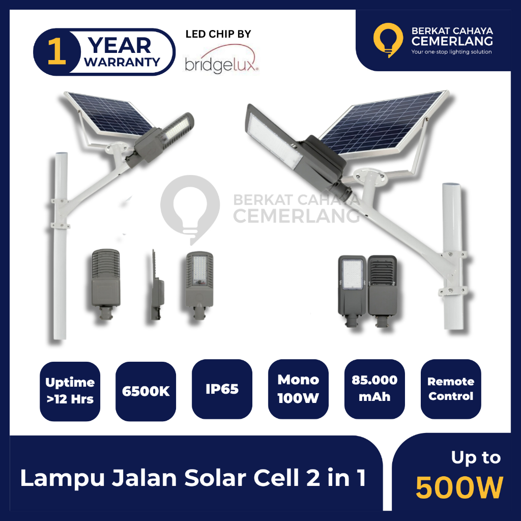 Jual Lampu Jalan Solar PJU 2 IN 1 100W 200W 300W 400W 500W Solar Cell ...