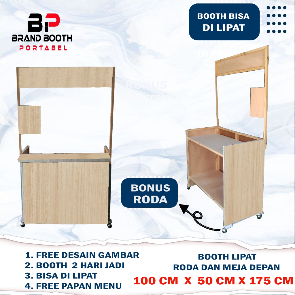 Jual BOOTH RODA/BOOTH RAK DEPAN/100 X 50 X 175 / Gerobak Lipat / Meja ...