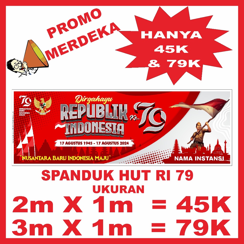 Jual BANNER SPANDUK AGUSTUSAN PROMO MERDEKA 45k & 79K BISA CUSTOM DAN ...