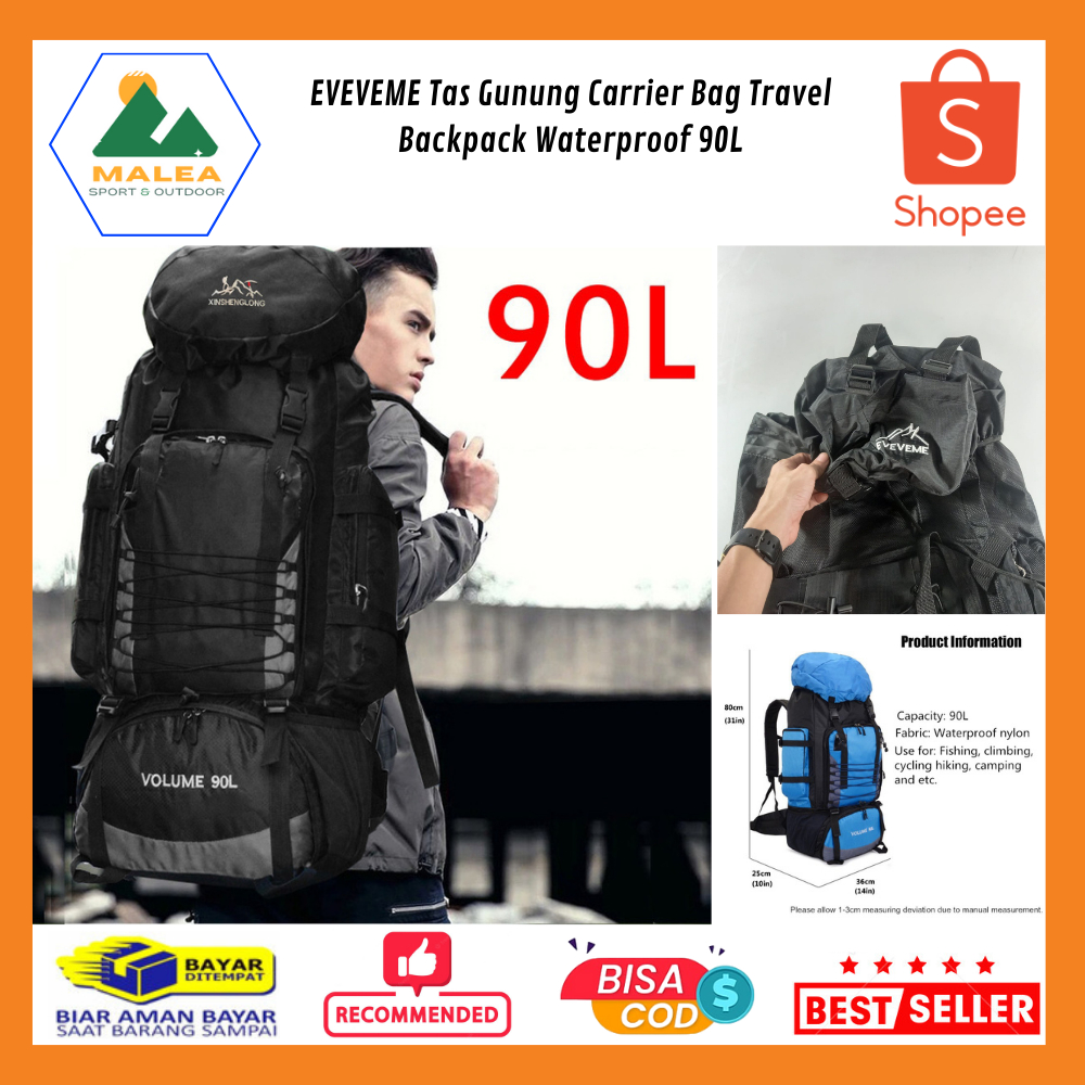 Tas Gunung Carrier Bag Travel Backpack Waterproof 90L Tas Ransel Anti Air  Kapasitas Besar Travel