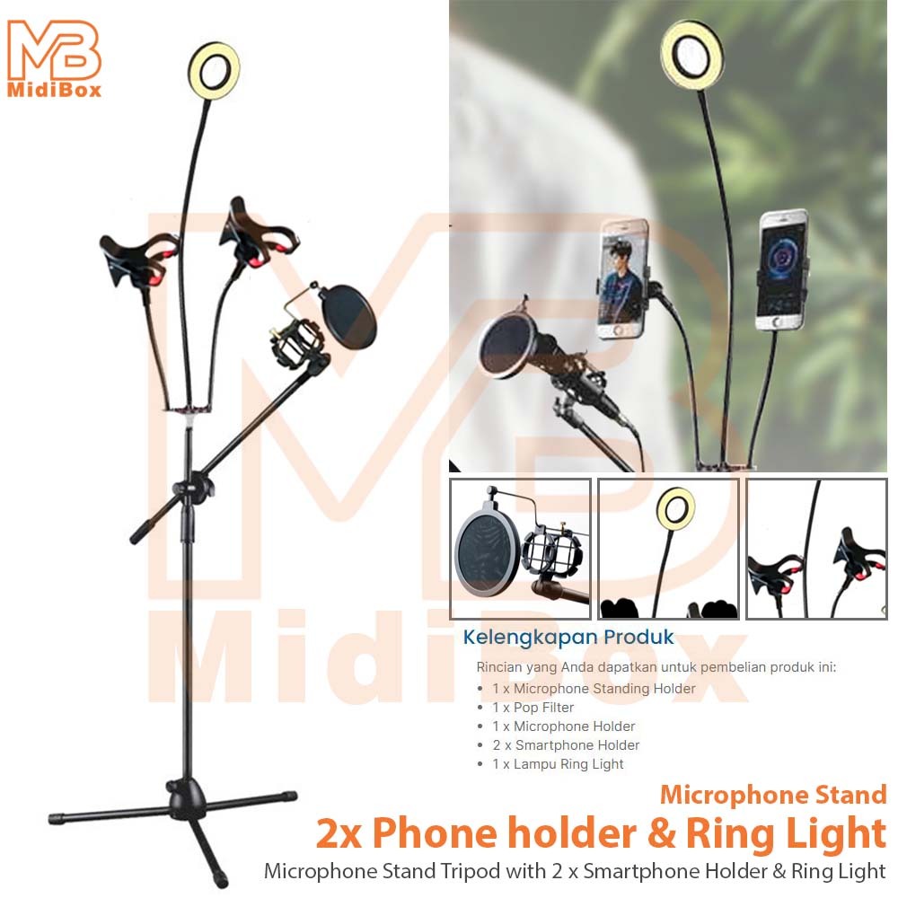 Tripot Microphone Stand HP Stand Holder Microphone Tripod Mix Stand  Mikrofon Stand Mic Tripod Mic Stand Holder - Main Image