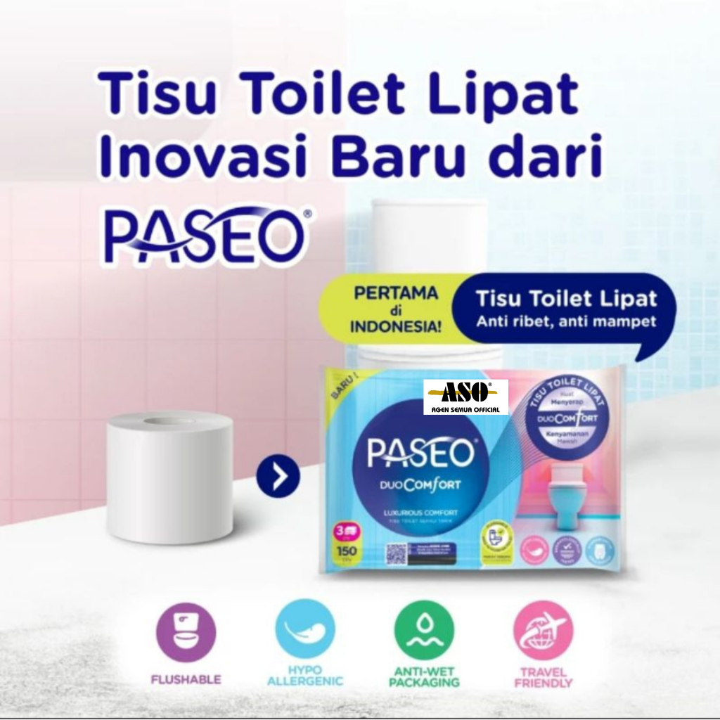 Jual Tisu Tissue Paseo Duo Comfort Tissue Toilet Interfold Compact Pack ...