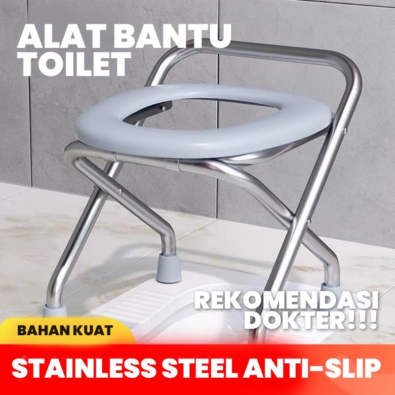 BBAK Alat Bantu Duduk Kursi Toilet Kloset Jongkok Kamar Mandi Berbahan Stainless Steel Muat 200 KG