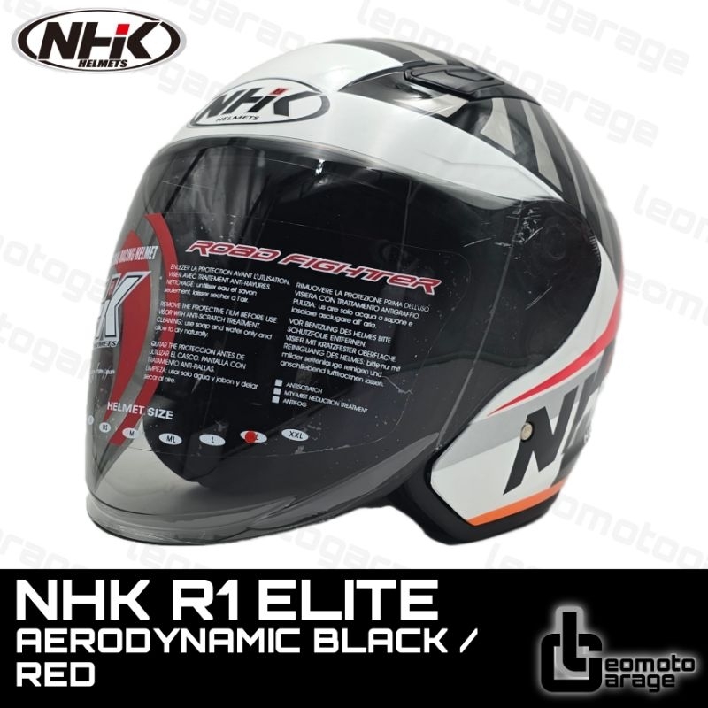 Jual HELM NHK R1 ELITE AERODYNAMIC HELM HALF FACE BLACK / RED | Shopee ...