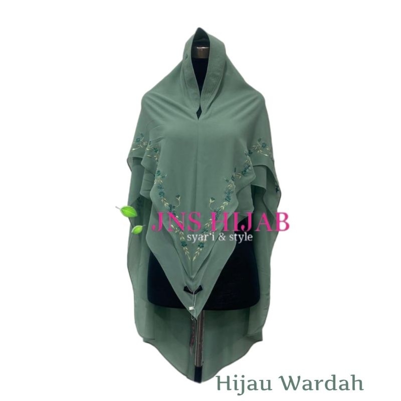 Hijab Almeera Bordir Jilbab Ceruty 2 Layer Bordir Khimar Bordir Size Standar By Jns Hijab
