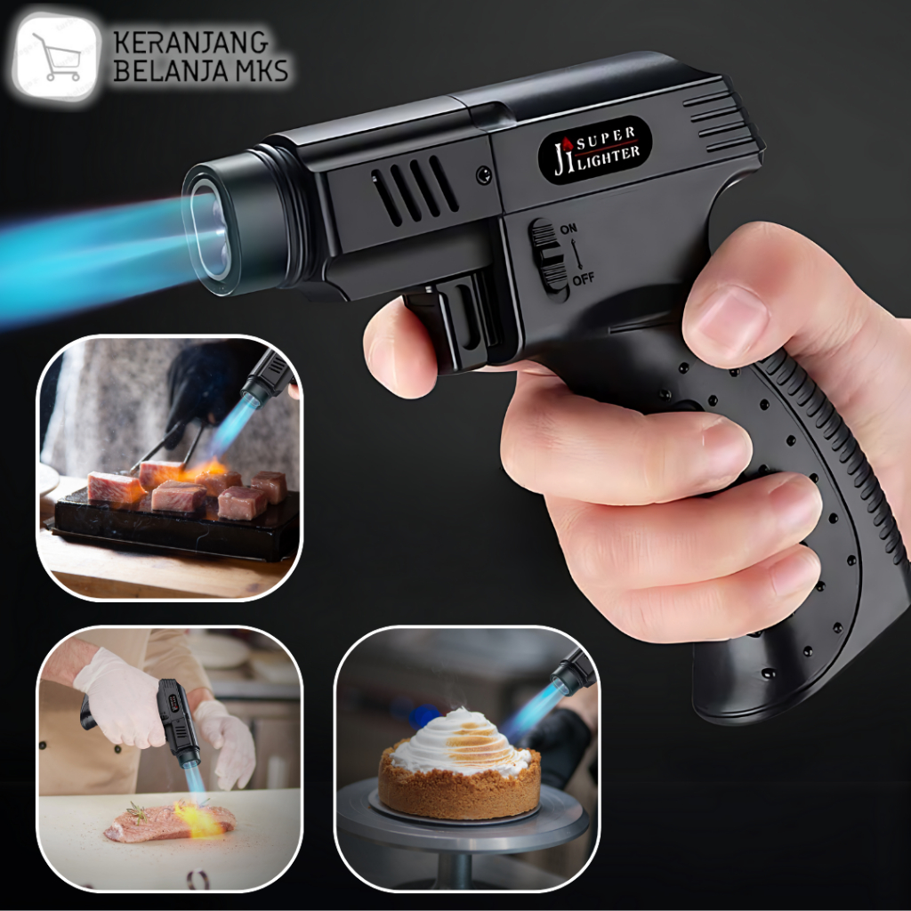 Jual Korek Gas butane Lighter Double Torch Jet BBQ Cooking Welding Gun ...