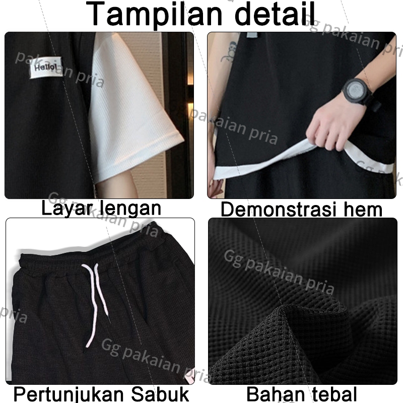 Jual 12H Kirim-Baju setelan pria 2026 korean style kaos oversize+celana ...