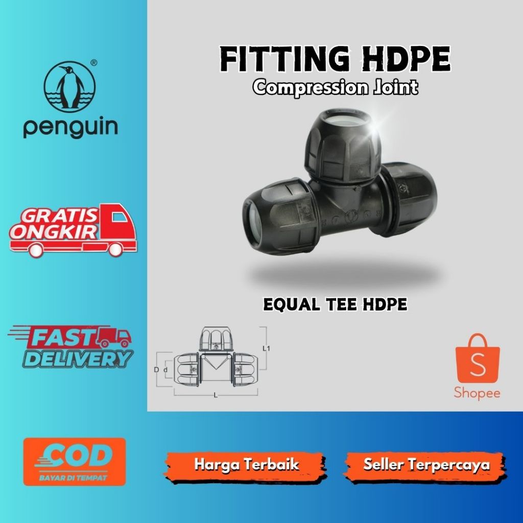 Jual Aksesoris Penyambung Pipa Hdpe Fitting Hdpe Compression Equal Tee 