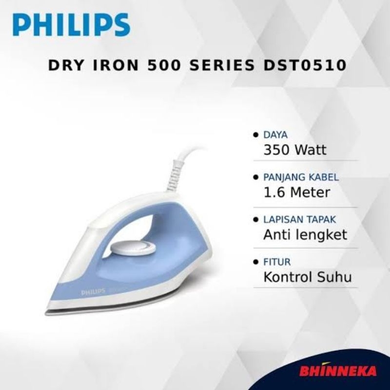 Jual PHILIPS Dry Iron DST0510 Setrika DST 0510 Garansi Resmi Resmi 2 Th ...