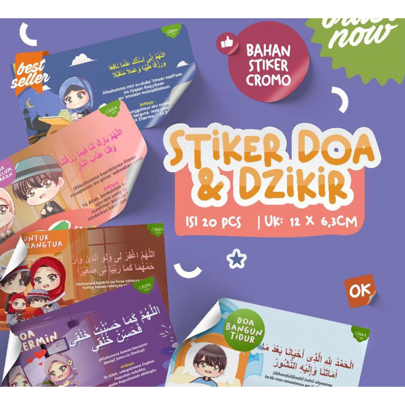 Jual ISI 20PCS | STIKER DOA SEHARI-HARI | SIZE 12x6,3CM | sticker ...