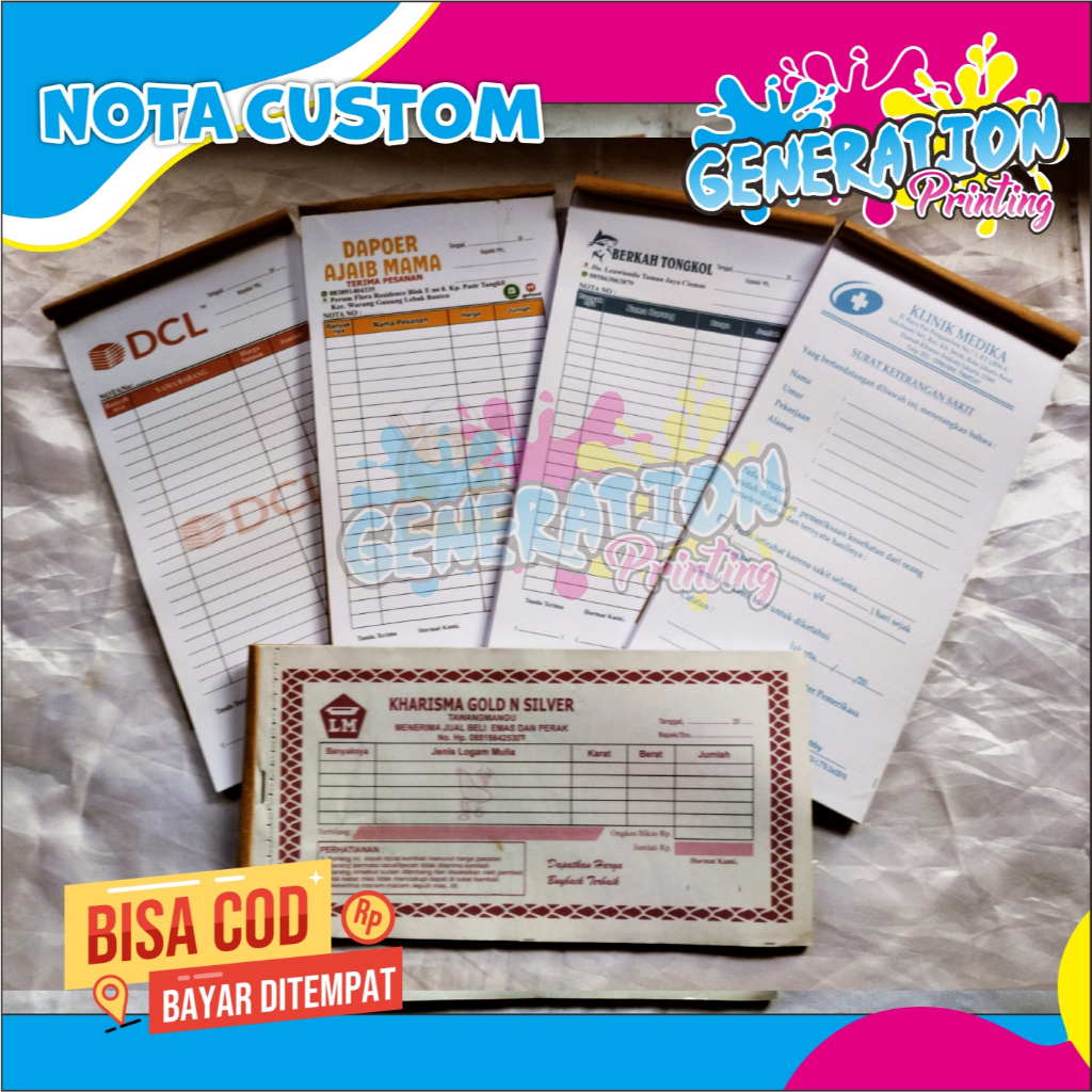 Jual Gratis desain cetak Nota Bon Custom ukuran 1/3 isi 100 lembar ...