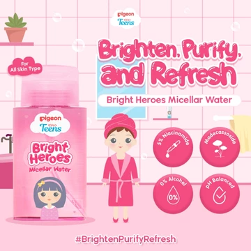 PIGEON TEENS BRIGHT HEROES MICELLAR WATER 100 ML Micellar Water Pembersih Wajah Double