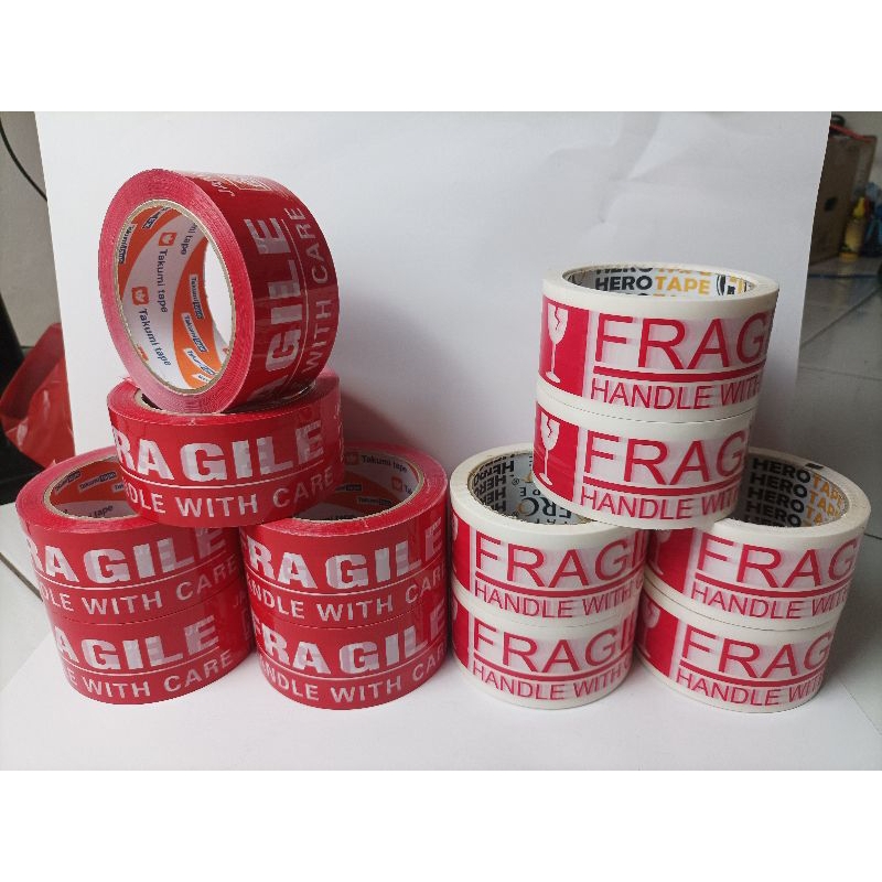Jual LAKBAN FRAGILE LENGKET MERAH/PUTIH PACKING Jangan Dibanting (HOKI ...