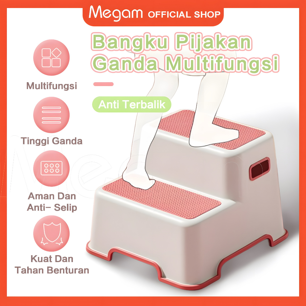 Jual Megam Tangga Anak 2 Ringkat Pijakan Kaki Anti Slip Jengkok Kursi ...