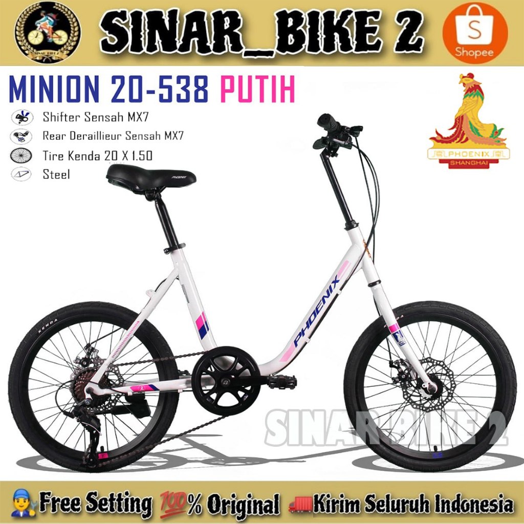 Jual Sepeda Minion PHOENIX 20 538 Inch 7 Speed Rem Cakram MINIVELO Shopee Indonesia