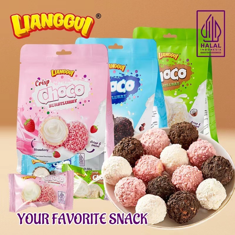 Jual Crisp Choco Burstlurry Ball 80g Wafer Bulat Salut Cokelat Rasa ...