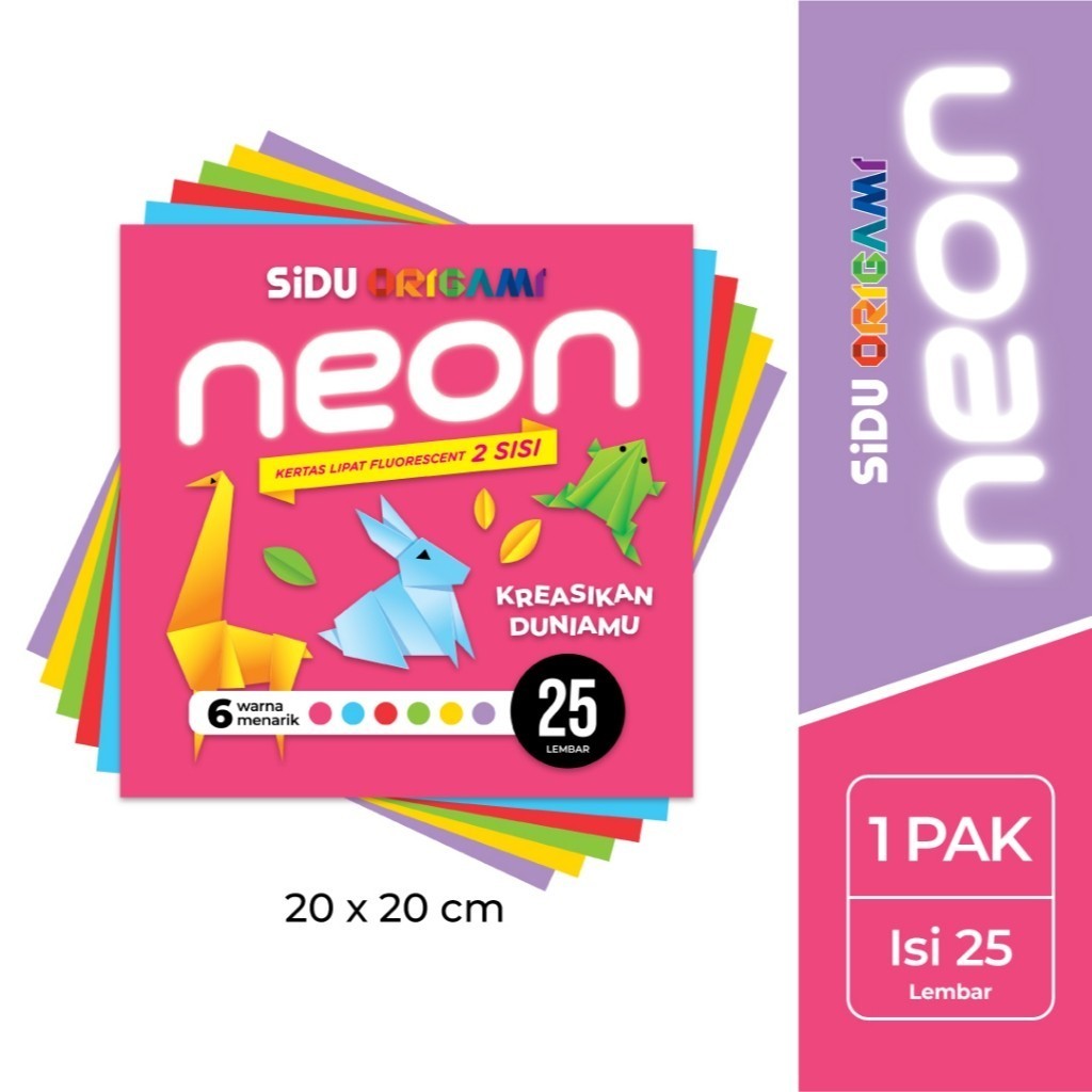 Jual [Pelangi Stationery] SiDU Kertas Origami Neon 20x20 cm 25 Lembar