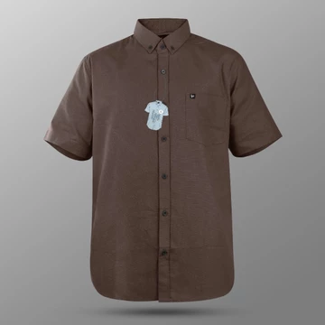Kemeja Basic Polos Lengan Pendek Pria Dewasa Slimfit Katun Sigaret Premium By LM