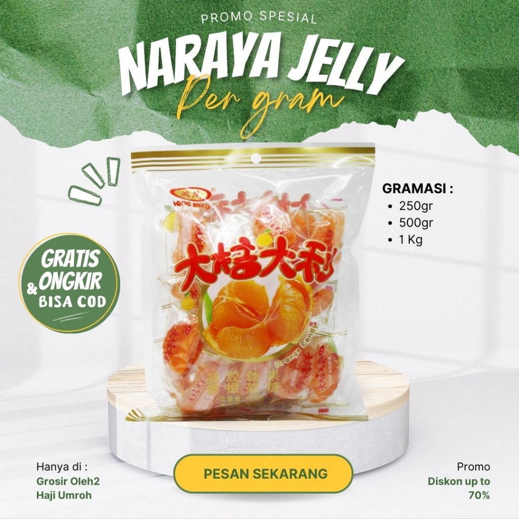 Jual Naraya Candy Permen Jelly Permen Lunak Rasa Jeruk Mandarin 1 kg ...