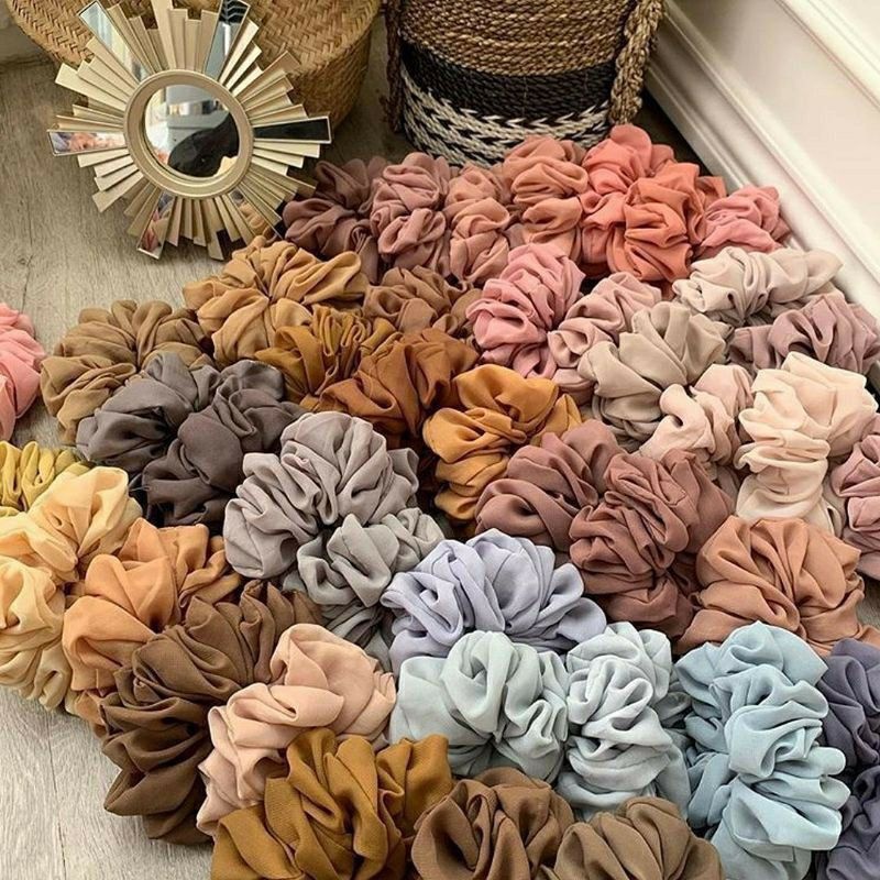 Jual Kuncir Ikat Rambut Cepol Cepolan Hijab Scrunchie Kecil Jumbo ...