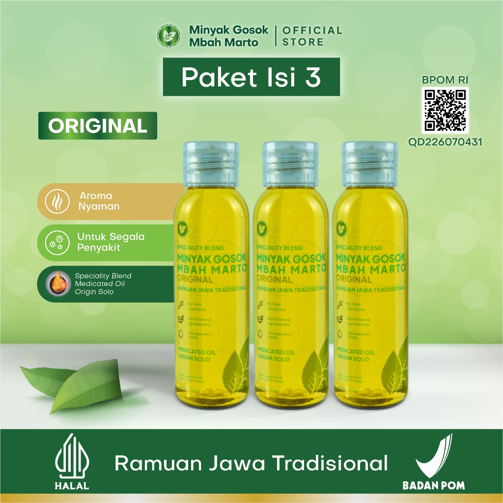 Jual Minyak Mbah Marto Solo Original Isi 3X100ml Medicated Oil Ramuan ...