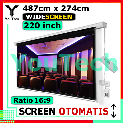 Jual Layar Proyektor Motorized 220 inch Ratio 16:9 Widescreen WXGA ...