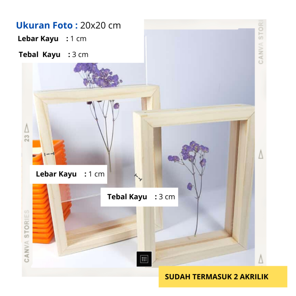 Jual Frame 20x20 2 Sisi Bingkai Kayu - Frame Foto Double Glass | Shopee ...