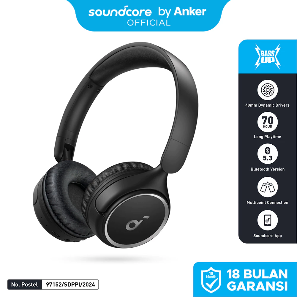 Headphone Bluetooth On Ear Soundcore H30i - A3012