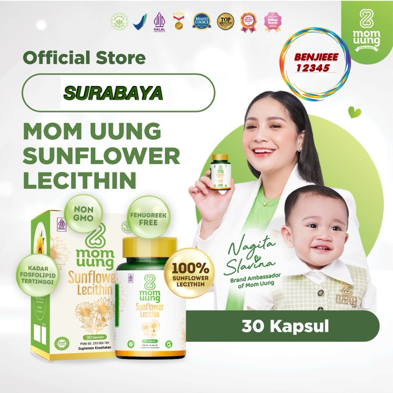 Jual Mom Uung Sunflower Lecithin 30 Kapsul Melancarkan Sumbatan ASI