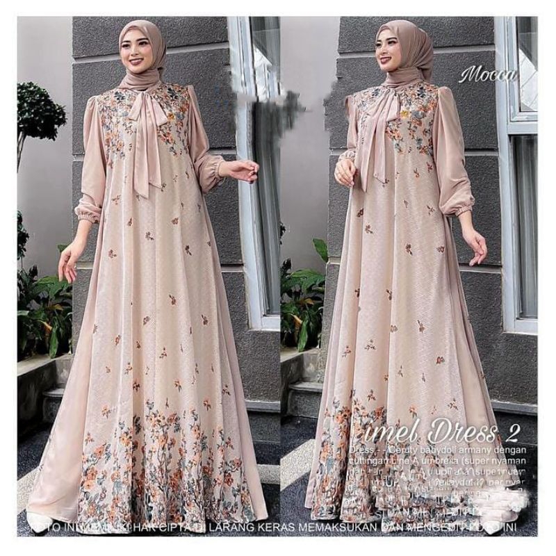 Jual Imel Dress Ceruti Cantik Baju Gamis Wanita Muslim Fashion