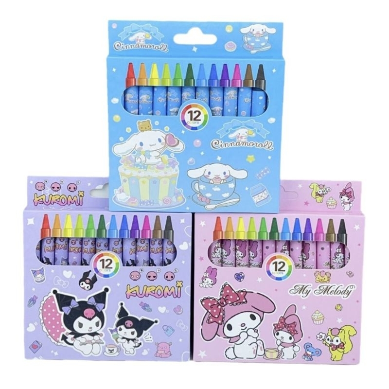Jual Crayon Mini Sanrio 12 Warna | Oil Crayon Sanrio | Set Alat ...