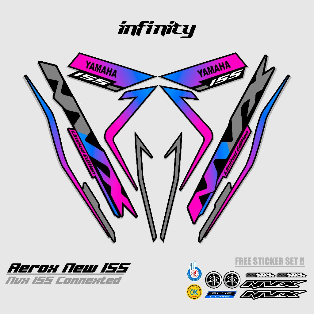 Jual STRIPING AEROX 155 NEW CONNECTED MOTIF 40 / COMBO COLOR / DASAR ...