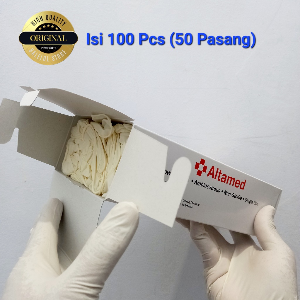 Jual Altamed Sarung Tangan Karet Latex Powder Free ( Tanpa Bubuk Tepung ...
