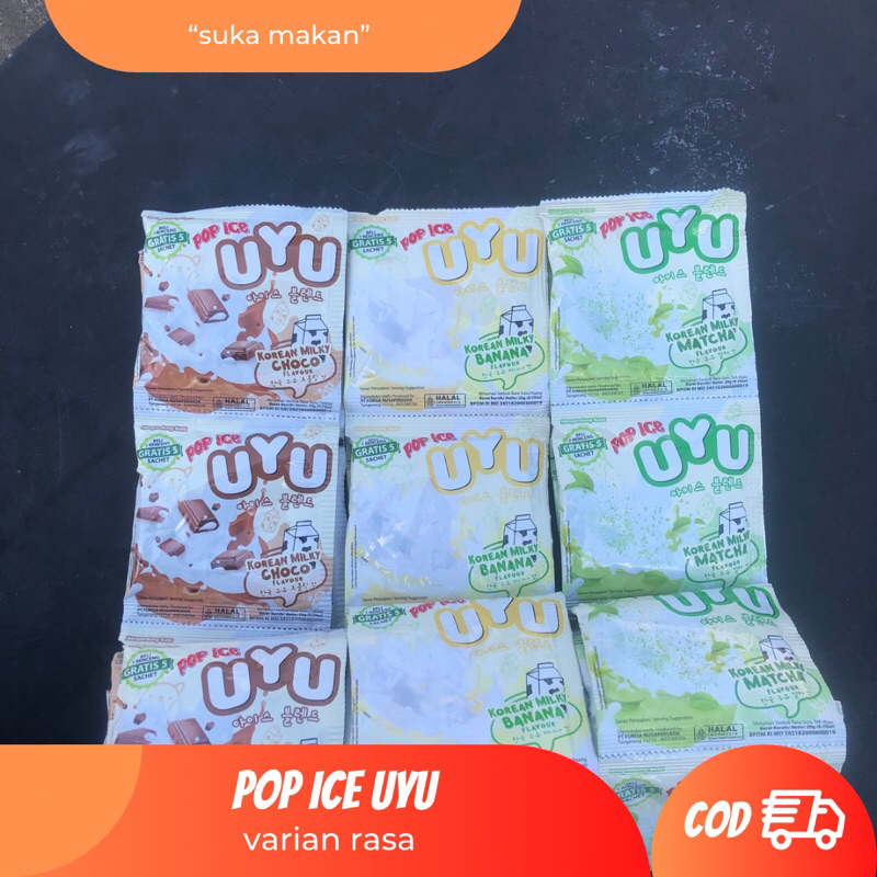 Jual POP ICE UYU KOREAN MILKY CHOCO BANANA MATCHA FlAVOUR Beli 1 Renceng GRATIS 5 Sachet