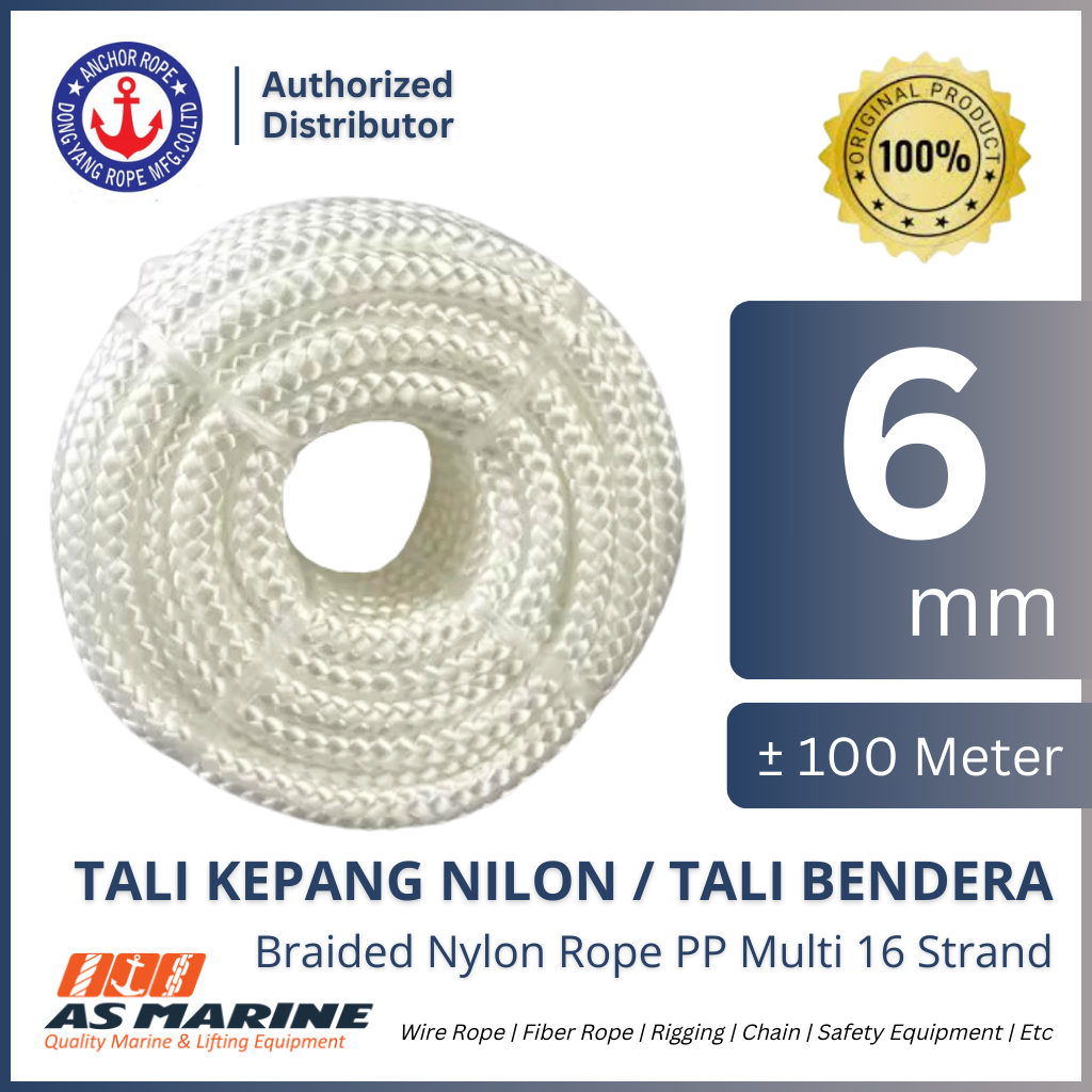 Jual Tali Nilon Kepang / Tali Bendera 6 mm x 100 Meter Braided Nylon ...