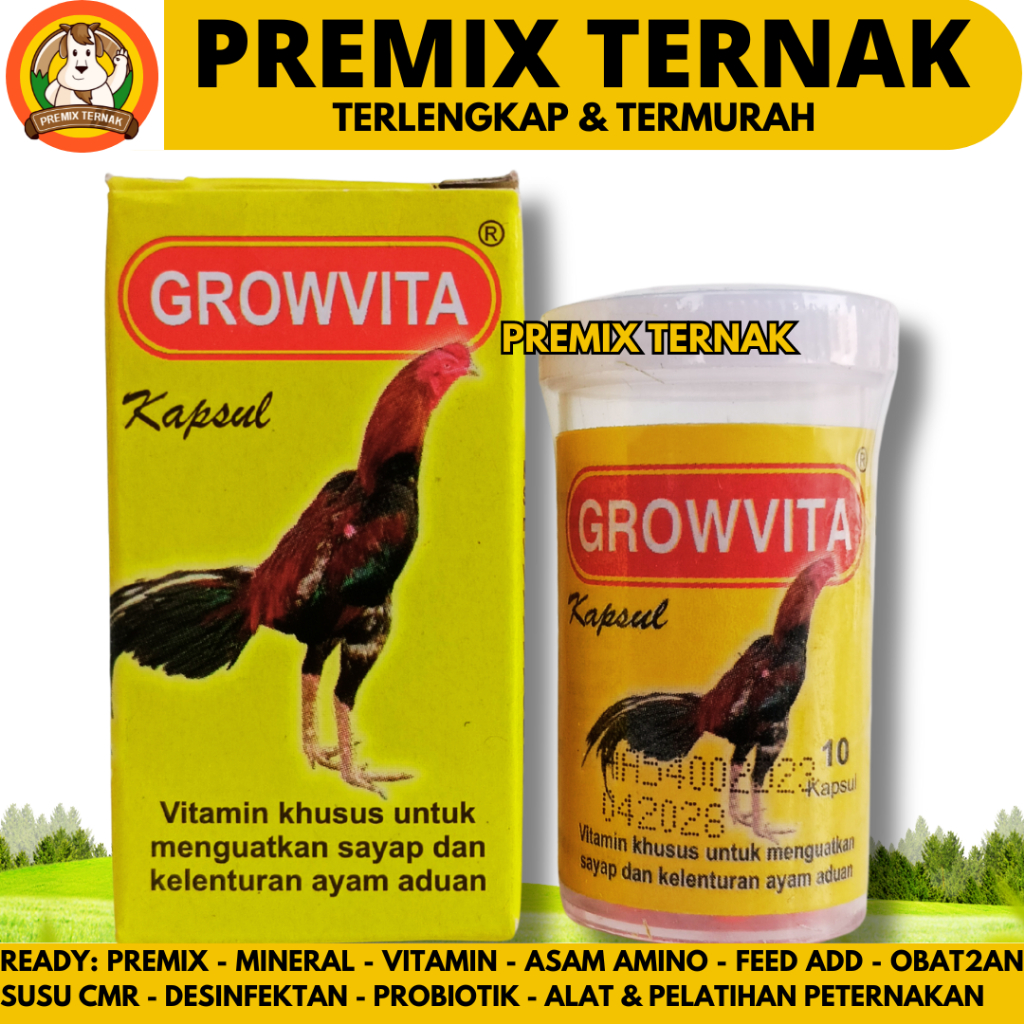 Jual GROWVITA 10 KAPSUL EKA FARMA Vitamin Ayam Jago Menguatkan