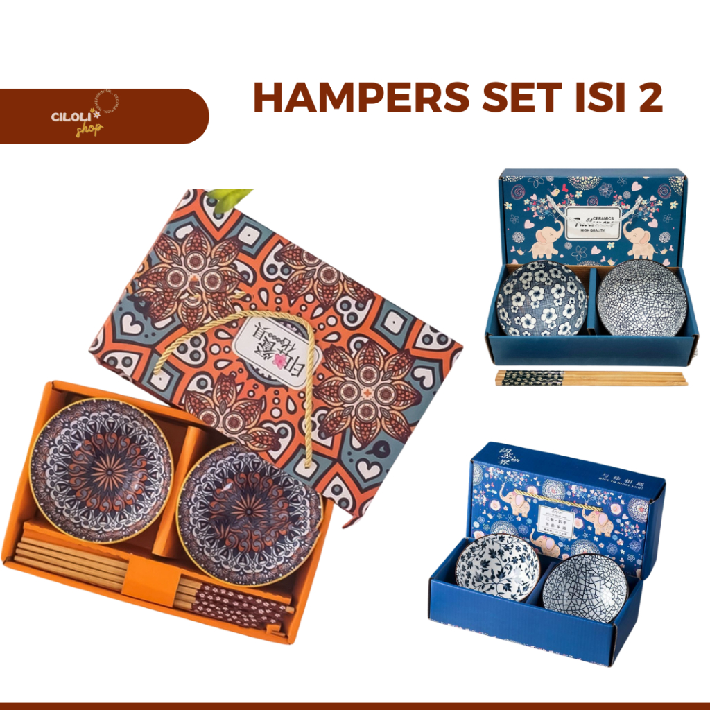 HAMPERS Mangkok Set isi 2 Premium Peralatan Makan Souvenir Mangkok Set Japaness - Mangkok Set Hampers Korean Set isi 2pcs