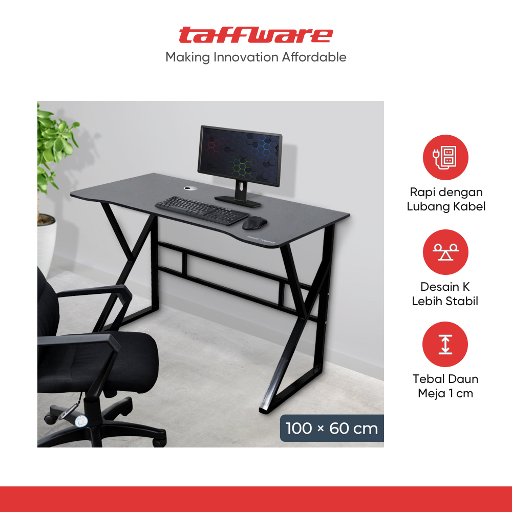 Jual TaffHOME Meja Komputer Gaming Desk Frame with Cable Hole - FH-3 ...