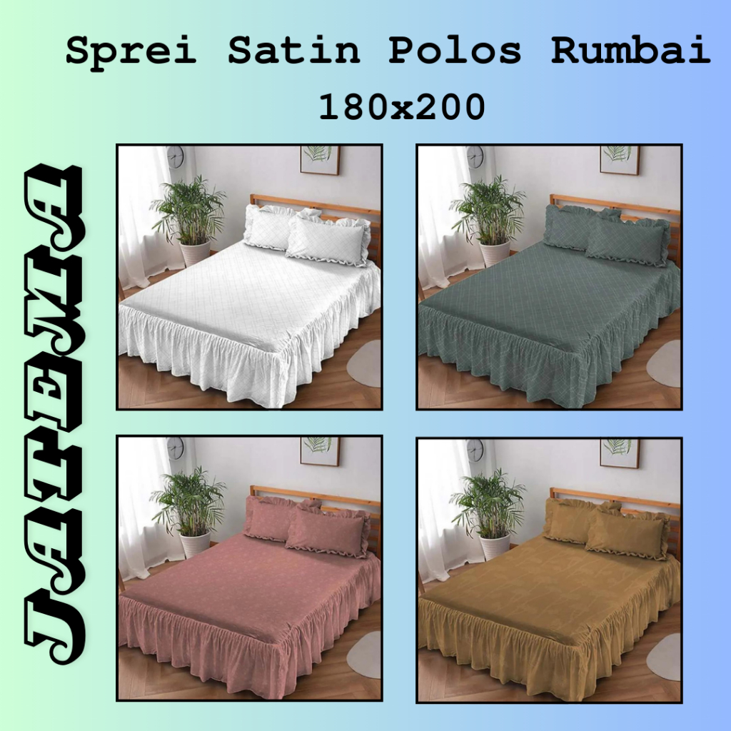 Jual SPREI POLOS BAHAN SATIN PELES RUMBAI TINGGI 25 UKURAN 180x200 ...