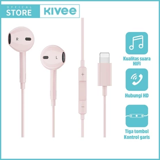 （HOT）KIVEE Headset iphone Music Game KV-MT30 Pro Lightning 9D HD In Ear Pink Macaron Original