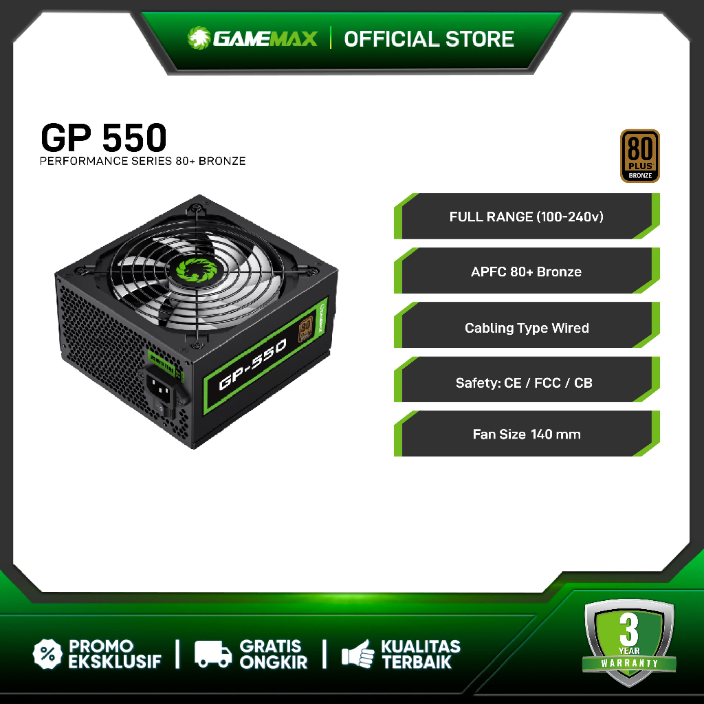 Jual Gamemax GP-550 Value Gaming Power Supply | Shopee Indonesia
