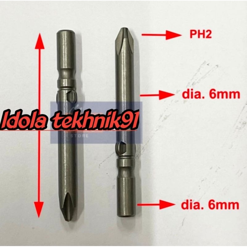 Jual Mata Obeng Listrik untuk obeng listrik 802 6x6x60mm PH2 | Shopee ...
